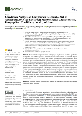 Correlation Analysis of Compounds in Essential Oil of Amomum Tsaoko Seed and Fruit Morphological Characteristics, Geographical Conditions, Locality of Growth