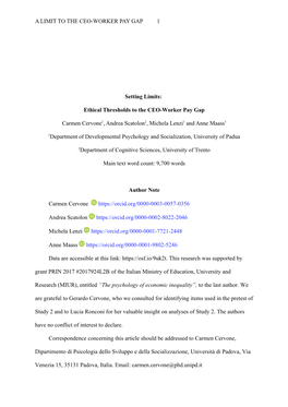 Setting Limits: Ethical Thresholds to the CEO-Worker Pay