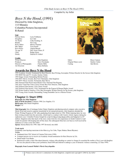 Film Study Lecture on Boyz N the Hood (1991) Compiled by Jay Seller