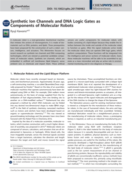 Synthetic Ion Channels and DNA Logic Gates As Components of Molecular Robots Ryuji Kawano*[A]