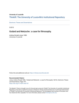 Godard and Nietzsche : a Case for Filmosophy