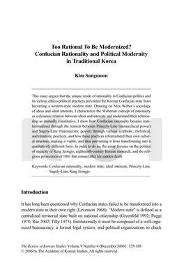 Confucian Rationality and Political Modernity in Traditional Korea