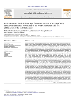 Uâ€“Pb LA-ICP-MS Detrital Zircon Ages from the Cambrian of Al