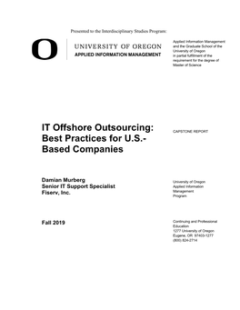 IT Offshore Outsourcing: Best Practices for U.S.-Based Companies
