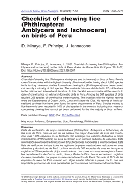 (Phthiraptera: Amblycera and Ischnocera) on Birds of Peru