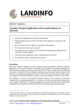 Somalia Passport Application at the Somali Embassy in Brussels