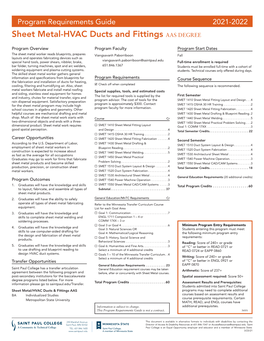 Sheet Metal-HVAC Ducts and Fittings AAS DEGREE