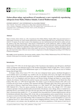 Sedum Album Subsp. Rupi-Melitense (Crassulaceae), a New Vegetatively Reproducing Subspecies from Malta (Maltese Islands, Central Mediterranean)