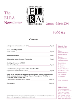 The ELRA Newsletter Vol.6