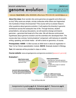 Genome Evolution FRI, 12:30-1:30,12:30-1:30 NCB-117