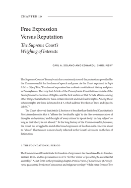 Free Expression Versus Reputation the Supreme Court’S Weighing of Interests