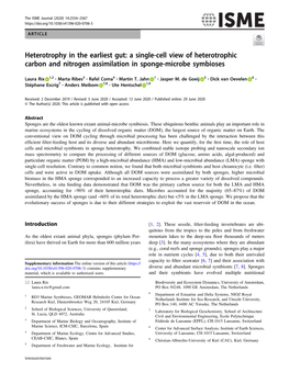 A Single-Cell View of Heterotrophic Carbon and Nitrogen Assimilation in Sponge-Microbe Symbioses