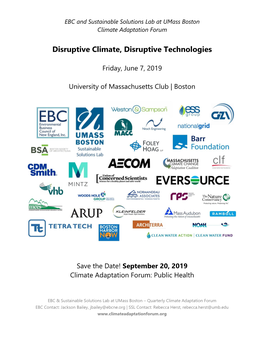 Disruptive Climate, Disruptive Technologies