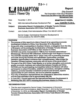 City Council Item I2-1 for November 14, 2012