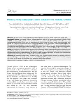 Disease Activity and Related Variables in Patients with Psoriatic Arthritis