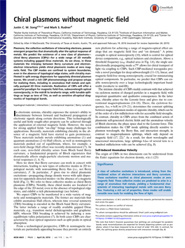 Chiral Plasmons Without Magnetic Field