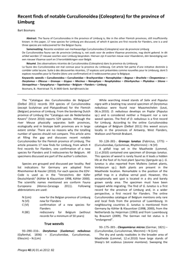 Recent Finds of Notable Curculionoidea (Coleoptera) for the Province of Limburg