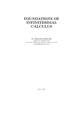 H. Jerome Keisler : Foundations of Infinitesimal Calculus
