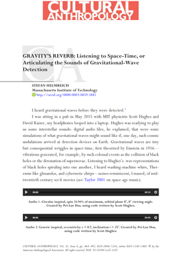 Gravity's Reverb: Listening to Space-Time, Or Articulating The