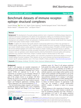 Benchmark Datasets of Immune Receptor-Epitope Structural Complexes