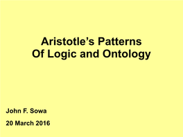 Aristotle's Patterns of Logic and Ontology