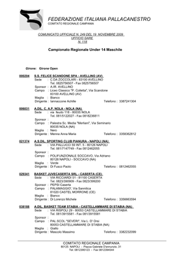 Federazione Italiana Pallacanestro Comitato Regionale Campania