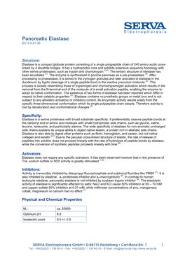 Pancreatic Elastase EC 3.4.21.36