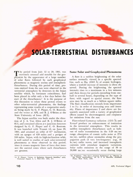 Solar-Terrestrial Disturbances and Solar