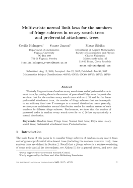 Multivariate Normal Limit Laws for the Numbers of Fringe Subtrees in M-Ary Search Trees and Preferential Attachment Trees