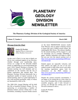 The Planetary Geology Division of the Geological Society of America
