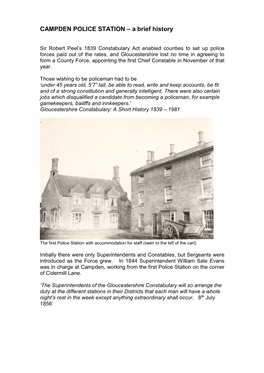 CAMPDEN POLICE STATION – a Brief History