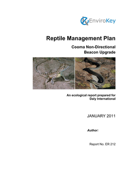 Reptile Management Plan Cooma Non-Directional Beacon Upgrade