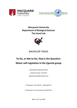 Motor Self-Regulation in the Egernia Group