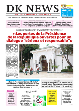 «Les Portes De La Présidence De La République Ouvertes Pour Un Dialogue "Sérieux Et Responsable"»