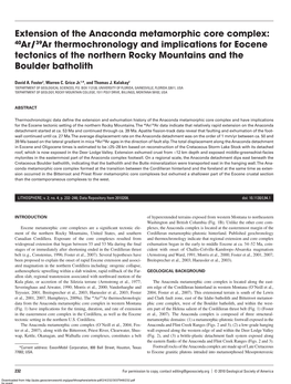 Extension of the Anaconda Metamorphic Core Complex: 40Ar