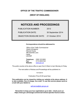Notices and Proceedings 30 September 2014