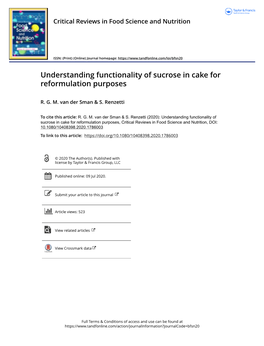 Understanding Functionality of Sucrose in Cake for Reformulation Purposes