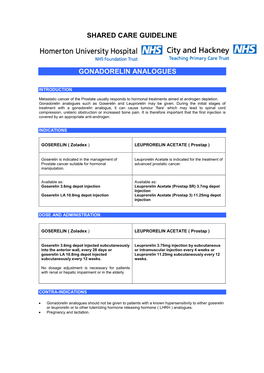 Shared Care Guideline Gonadorelin Analogues