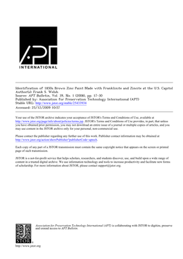 Identification of 1850S Brown Zinc Paint Made with Franklinite and Zincite at the U.S