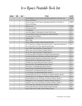 Lexi Ryan's Printable Book List