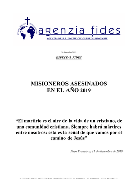 Misioneros Asesinados En El Año 2019