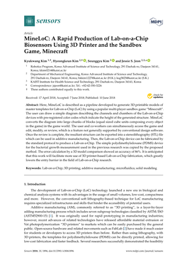 A Rapid Production of Lab-On-A-Chip Biosensors Using 3D Printer and the Sandbox Game, Minecraft