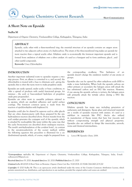 A Short Note on Epoxide