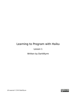 Learning to Program with Haiku