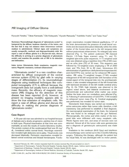 MR Imaging of Diffuse Glioma Case Report