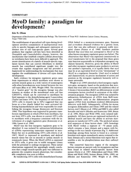 Myod Family: a Paradigm for Development?