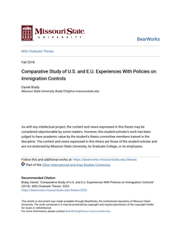 Comparative Study of U.S. and E.U. Experiences with Policies on Immigration Controls