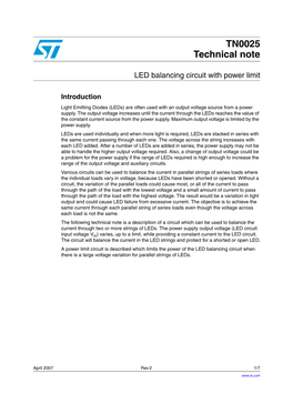 LED Balancing Circuit with Power Limit