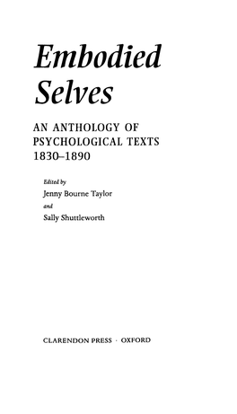 Embodied Selves an ANTHOLOGY of PSYCHOLOGICAL TEXTS 1830-1890