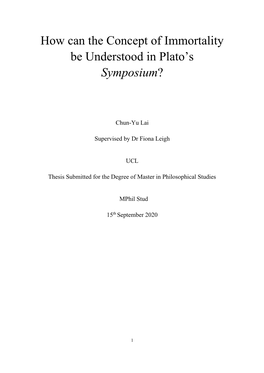 How Can the Concept of Immortality Be Understood in Plato's Symposium?